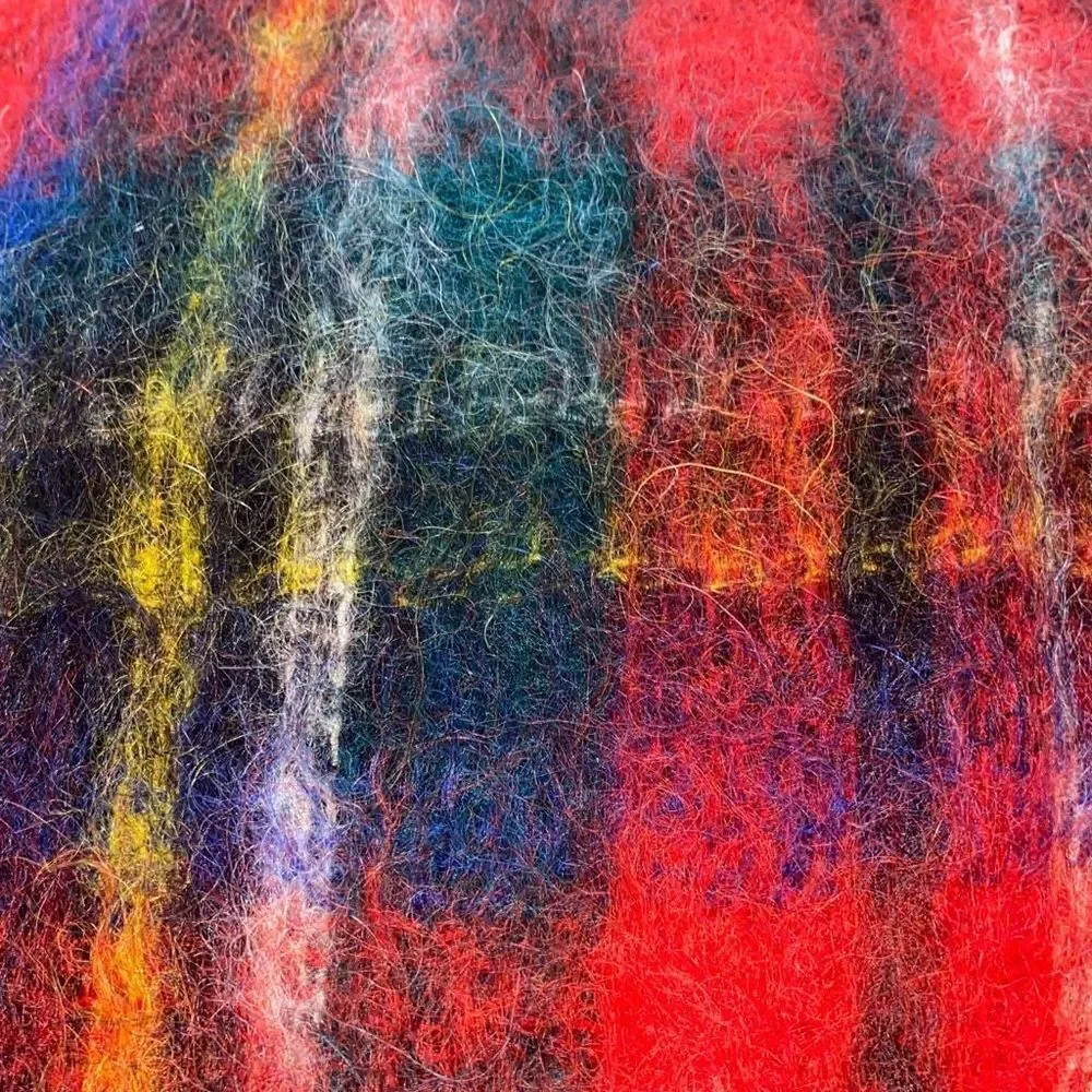 Vintage EUC St Michael Royal Stewart Mohair Wool Shawl Colorful British 1970s